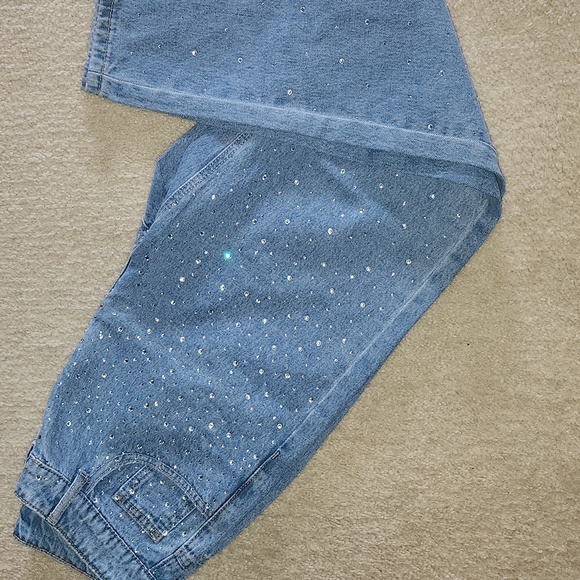 Shein, Women's Blue Jeans with Rhinestone Accents - Picture 7 of 7